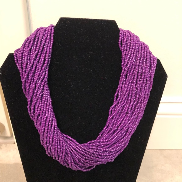 Purple Beaded Multi-Strand Necklace - Picture 5 of 15